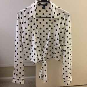 White polka dot wrap crop top